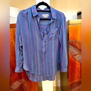 Anthropologie blue striped blouse